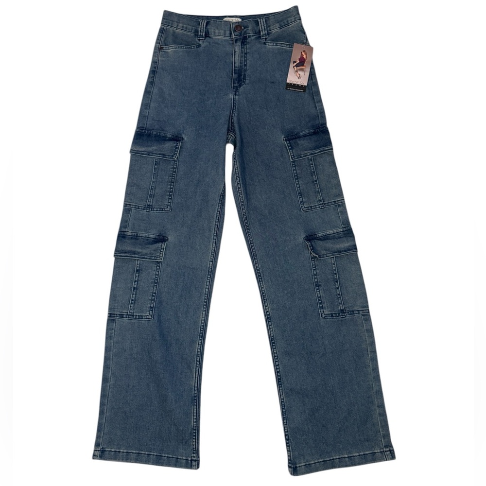 Sofia by Sofia Vergara Blue Cargo Relaxed Straight Jeans